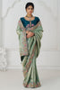 Precious Green Heavy Border Work Dola Silk Wedding Saree With Blouse