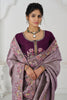 Special Lilac Color Embroidered Dola Silk Engagement Wear Saree