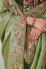 Cherished Pista Green Embroidered Border Dola Silk Wedding Wear Saree