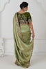 Cherished Pista Green Embroidered Border Dola Silk Wedding Wear Saree