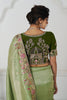 Cherished Pista Green Embroidered Border Dola Silk Wedding Wear Saree
