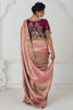 Marvelous Rose Gold Bird Motifs Work Dola Silk Reception Wear Saree