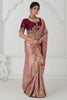 Marvelous Rose Gold Bird Motifs Work Dola Silk Reception Wear Saree
