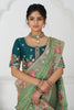 Dazzling Pista Green Heavy Border Work Viscose Silk Event Wear Saree