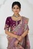Glamorous Mauve Heavy Border Work Viscose Silk Bridesmaid Saree