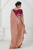 Lovely Peach Multi-Thread Work Viscose Silk Wedding Wear Saree