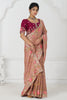 Lovely Peach Multi-Thread Work Viscose Silk Wedding Wear Saree