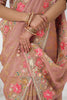Lovely Peach Multi-Thread Work Viscose Silk Wedding Wear Saree