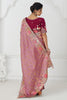 Unique Pink Embroidered Viscose Silk Reception Wear Saree With Blouse