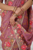 Unique Pink Embroidered Viscose Silk Reception Wear Saree With Blouse