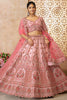 Fabulous Pink Thread Work Silk Reception Wear Lehenga Choli