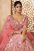 Fabulous Pink Thread Work Silk Reception Wear Lehenga Choli