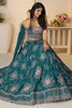 Fantastic Blue Thread Work Satin Silk Wedding Wear Lehenga Choli