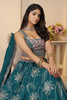 Fantastic Blue Thread Work Satin Silk Wedding Wear Lehenga Choli