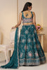 Fantastic Blue Thread Work Satin Silk Wedding Wear Lehenga Choli