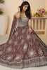 Incredible Mauve Thread Work Satin Silk Bridesmaid Lehenga Choli