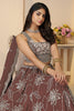 Incredible Mauve Thread Work Satin Silk Bridesmaid Lehenga Choli