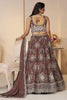 Incredible Mauve Thread Work Satin Silk Bridesmaid Lehenga Choli