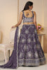 Adorable Purple Sequins Satin Silk Wedding Wear Lehenga Choli