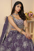 Adorable Purple Sequins Satin Silk Wedding Wear Lehenga Choli