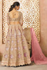 Ravishing Beige Floral Motifs Banarasi Silk Engagement Lehenga Choli