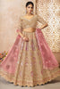 Ravishing Beige Floral Motifs Banarasi Silk Engagement Lehenga Choli
