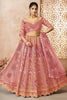 Beautiful Pink Floral Motifs Banarasi Silk Reception Lehenga Choli