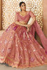 Beautiful Pink Floral Motifs Banarasi Silk Reception Lehenga Choli