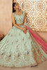 Attractive Pista Green Embroidered Silk Bridesmaid Lehenga Choli