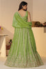 Delightful Green Sequins Organza Wedding Lehenga Choli With Dupatta