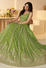 Delightful Green Sequins Organza Wedding Lehenga Choli With Dupatta