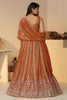 Amusing Orange Sequins Organza Reception Lehenga Choli With Dupatta