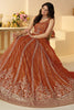 Amusing Orange Sequins Organza Reception Lehenga Choli With Dupatta