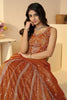 Amusing Orange Sequins Organza Reception Lehenga Choli With Dupatta