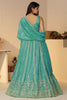 Winning Turquoise Blue Sequins Organza Bridesmaid Lehenga Choli