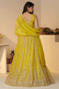 Lovely Yellow Sequins Organza Haldi Wear Lehenga Choli With Dupatta