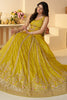 Lovely Yellow Sequins Organza Haldi Wear Lehenga Choli With Dupatta