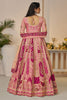 Dazzling Peach Embroidered Banarasi Silk Bridesmaid Lehenga Choli