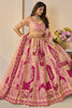 Dazzling Peach Embroidered Banarasi Silk Bridesmaid Lehenga Choli