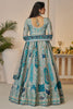 Fascinating Blue Embroidered Banarasi Silk Wedding Wear Lehenga Choli