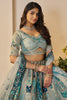 Fascinating Blue Embroidered Banarasi Silk Wedding Wear Lehenga Choli