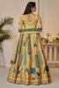 Alluring Yellow Embroidered Banarasi Silk Wedding Wear Lehenga Choli