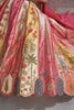 Beautiful Pink Thread Work Banarasi Silk Reception Wear Lehenga Choli