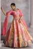 Beautiful Pink Thread Work Banarasi Silk Reception Wear Lehenga Choli