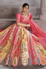 Beautiful Pink Thread Work Banarasi Silk Reception Wear Lehenga Choli