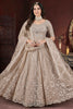 Amazing Light Brown Embroidered Net Party Wear Gown With Dupatta