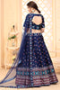 Excellent Navy Blue Digital Printed Art Silk Lehenga Choli With Dupatta