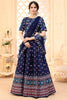 Excellent Navy Blue Digital Printed Art Silk Lehenga Choli With Dupatta