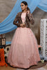 Fascinating Peach Net Party Wear Lehenga Choli With Jacket