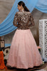 Fascinating Peach Net Party Wear Lehenga Choli With Jacket